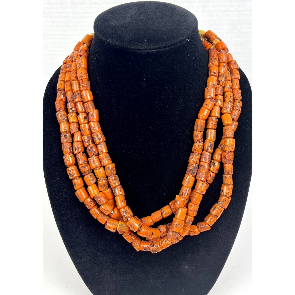 Vintage Hand Made Stone 3 Strand Necklace 1951 One Pice As Closure 23 60$